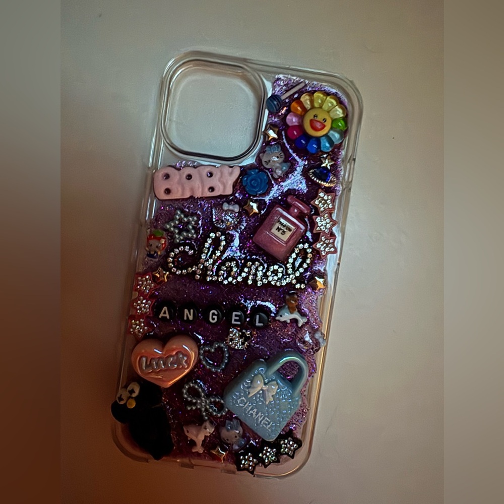 Chanel Purple Embellished Phone Case